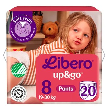 Libero Up&Go дитячі підгузники-трусики 8 (19-30кг) 20шт